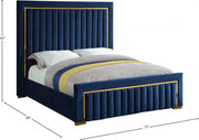 Dolce Velvet Queen Queen Bed (3 Boxes) Blue - Gate FurnitureQueen Bed