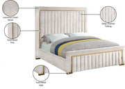 Dolce Velvet Queen Queen Bed (3 Boxes) Cream - Gate FurnitureQueen Bed