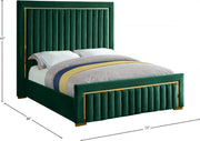 Dolce Velvet Queen Queen Bed (3 Boxes) Green - Gate FurnitureQueen Bed