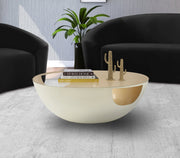 Doma Glass Top And Iron Base Coffee Table in Cream - 280-CT