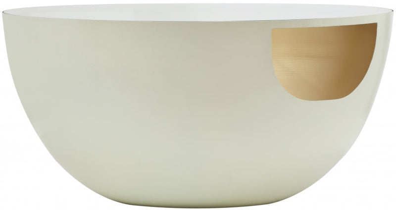 Doma Glass Top And Iron Base Coffee Table in Cream - 280-CT