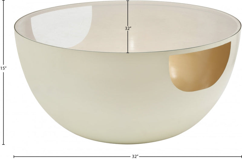 Doma Glass Top And Iron Base Coffee Table in Cream - 280-CT