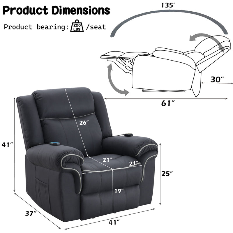 Domana Power Recliner w/Lift & Heating & Massage - LV04274