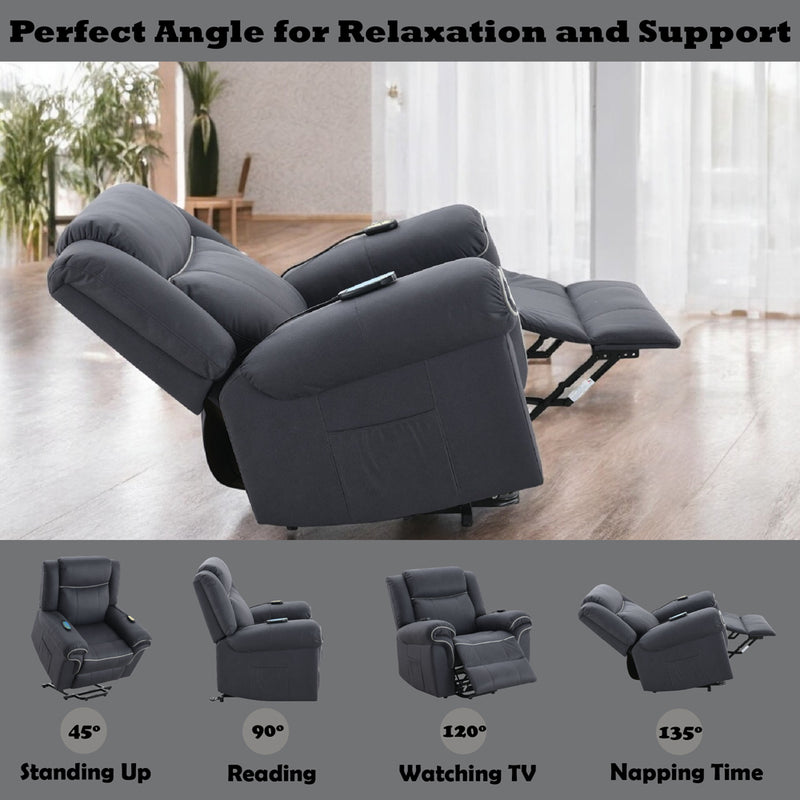 Domana Power Recliner w/Lift & Heating & Massage - LV04274