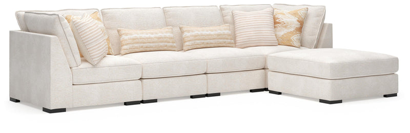 Donelson Creek Vanilla 4-Piece Sectional and Ottoman - 48002U1