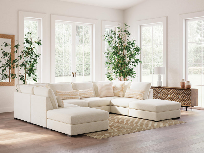 Donelson Creek Vanilla 6-Piece Sectional and Ottoman - 48002U2
