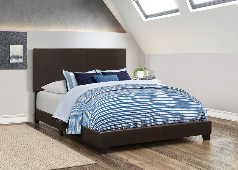Dorian Faux Leather Upholstered California King Bed Brown - 300762KW