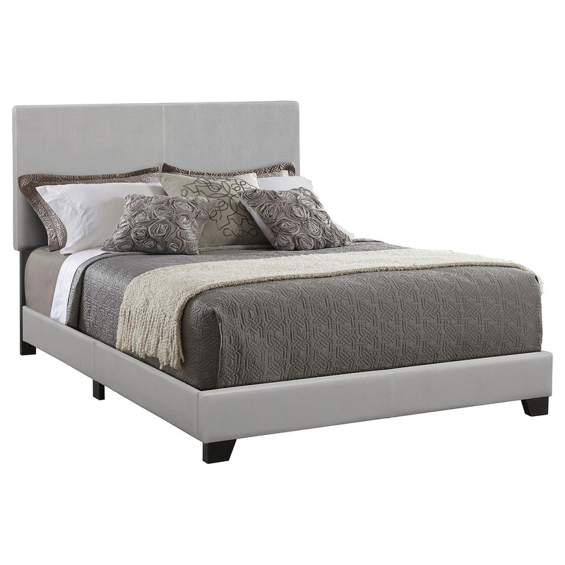Dorian Faux Leather Upholstered Eastern King Panel Bed Grey - 300763KE