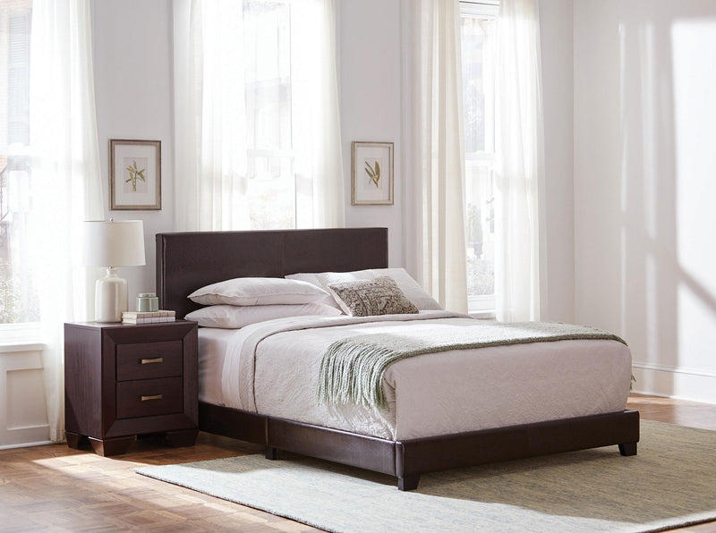 Dorian Faux Leather Upholstered Full Panel Bed Brown - 300762F