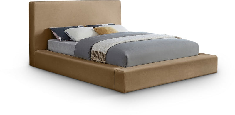 Dorian Velvet Upholstered Full Bed in Beige - DorianBeige-F