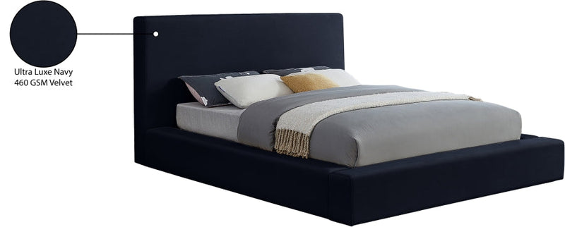 Dorian Velvet Upholstered Full Bed in Blue - DorianNavy-F