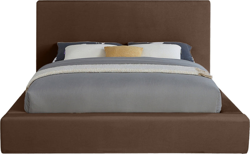 Dorian Velvet Upholstered Full Bed in Brown - DorianBrown-F
