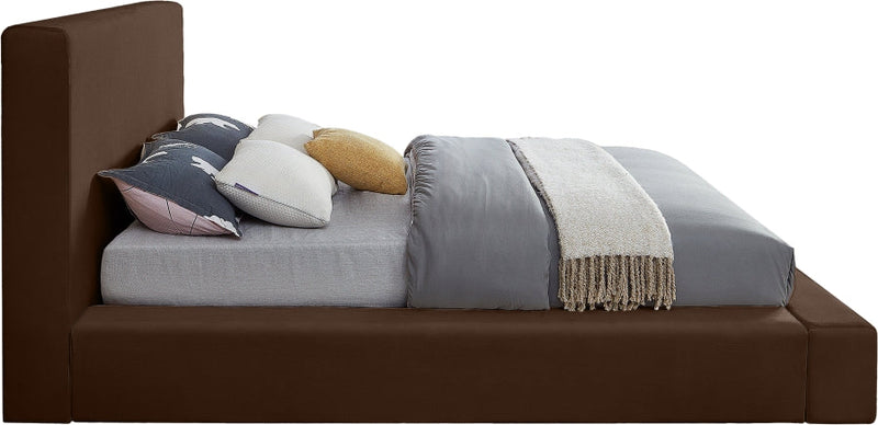 Dorian Velvet Upholstered Full Bed in Brown - DorianBrown-F