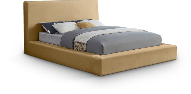 Dorian Velvet Upholstered Full Bed in Camel - DorianCamel-F
