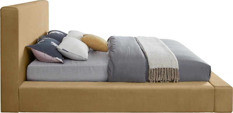 Dorian Velvet Upholstered Full Bed in Camel - DorianCamel-F