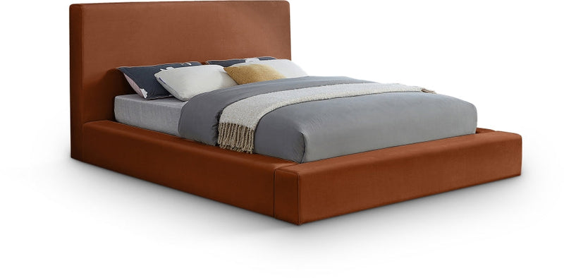 Dorian Velvet Upholstered Full Bed in Cognac - DorianCognac-F