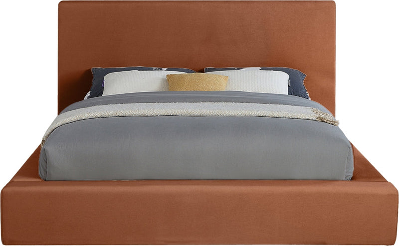 Dorian Velvet Upholstered Full Bed in Cognac - DorianCognac-F