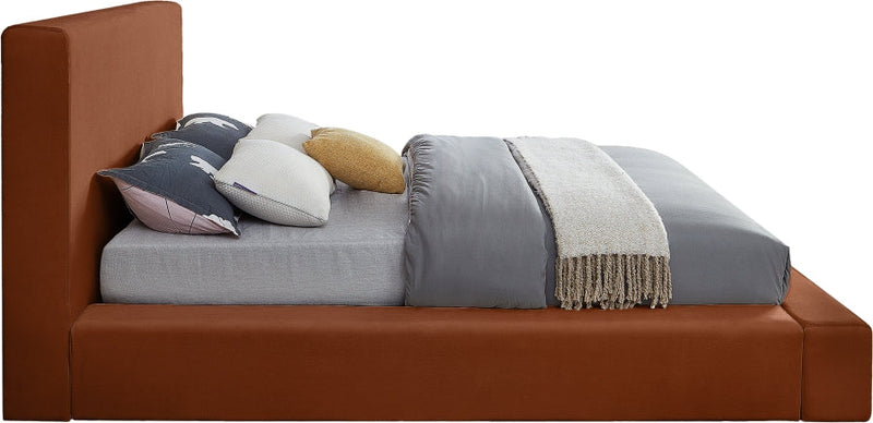 Dorian Velvet Upholstered Full Bed in Cognac - DorianCognac-F