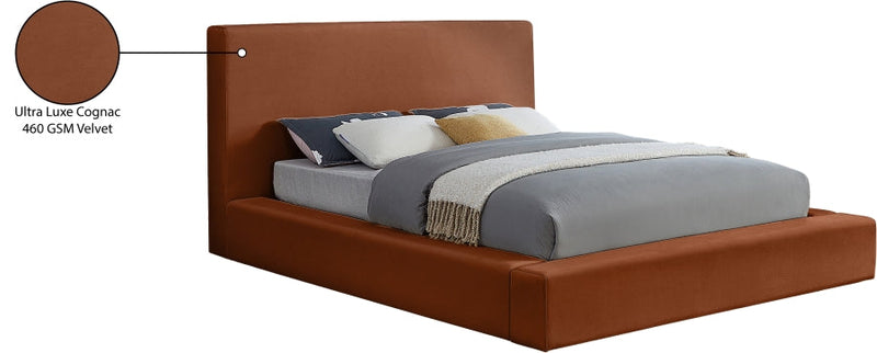 Dorian Velvet Upholstered Full Bed in Cognac - DorianCognac-F