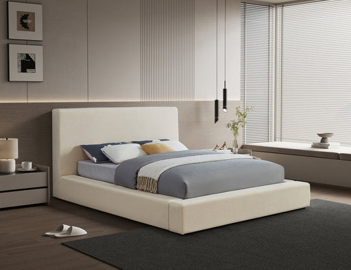 Dorian Velvet Upholstered Full Bed in Cream - DorianCream-F