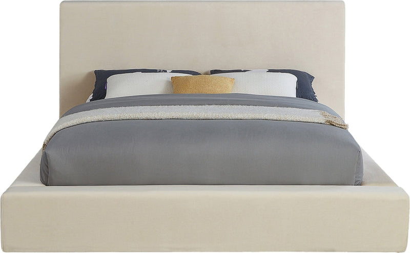 Dorian Velvet Upholstered Full Bed in Cream - DorianCream-F