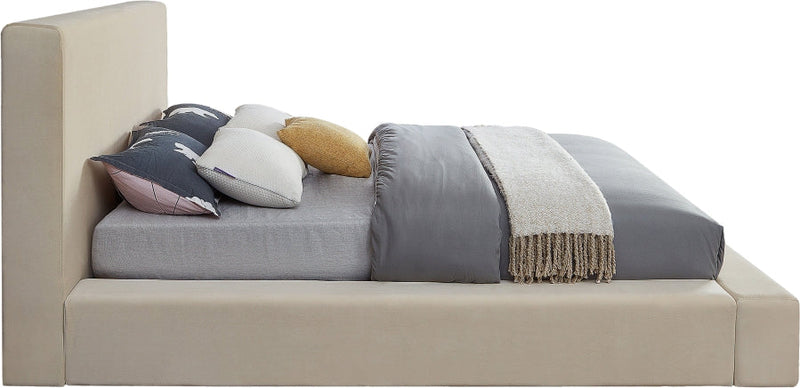 Dorian Velvet Upholstered Full Bed in Cream - DorianCream-F