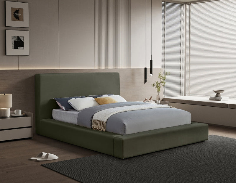 Dorian Velvet Upholstered Full Bed in Green - DorianGreen-F