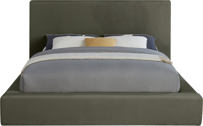 Dorian Velvet Upholstered Full Bed in Green - DorianGreen-F