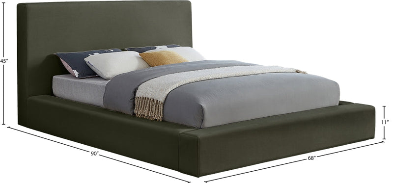 Dorian Velvet Upholstered Full Bed in Green - DorianGreen-F