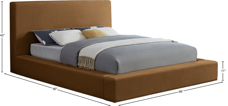 Dorian Velvet Upholstered Full Bed in Saddle - DorianSaddle-F
