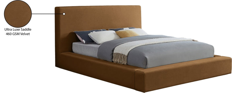 Dorian Velvet Upholstered Full Bed in Saddle - DorianSaddle-F