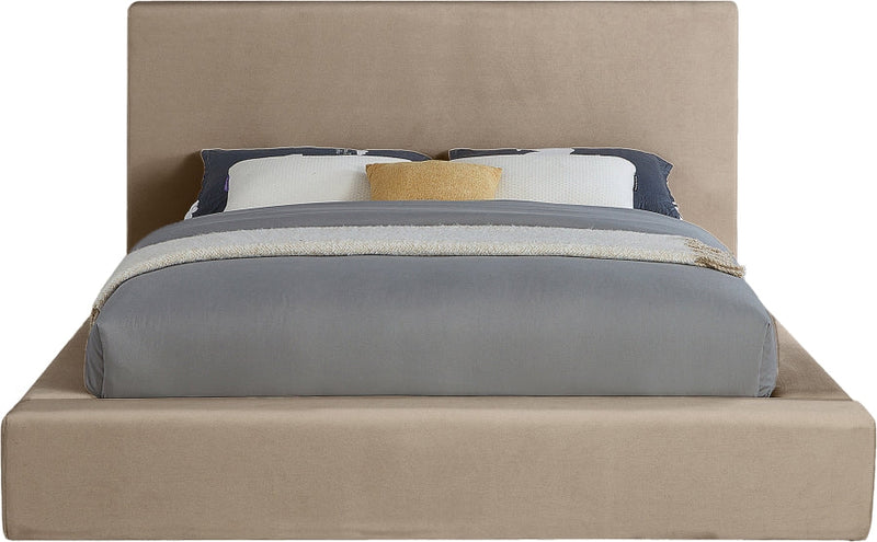 Dorian Velvet Upholstered Full Bed in Taupe - DorianTaupe-F