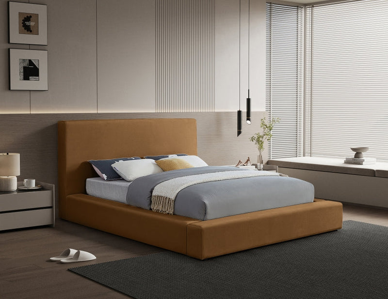 Dorian Velvet Upholstered King Bed in Saddle - DorianSaddle-K