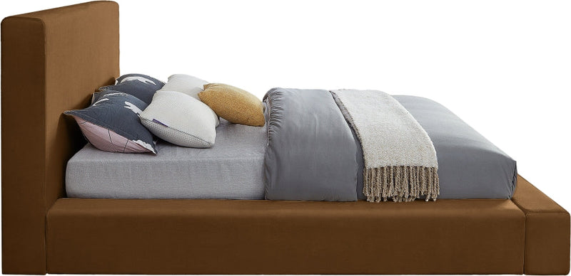 Dorian Velvet Upholstered King Bed in Saddle - DorianSaddle-K