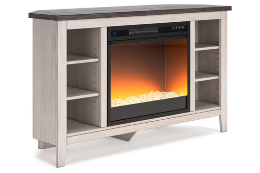 Dorrinson Two - tone Corner TV Stand with Electric Fireplace - Gate FurnitureTV Stand