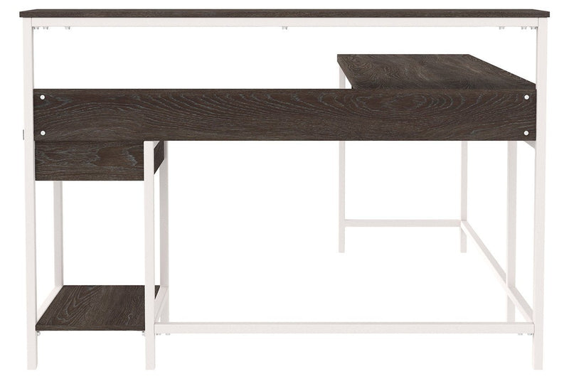 Dorrinson Two - tone Home Office L - Desk with Storage - Gate FurnitureOffice Desks