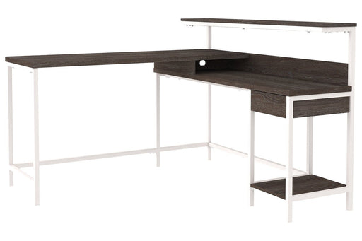 Dorrinson Two - tone Home Office L - Desk with Storage - Gate FurnitureOffice Desks