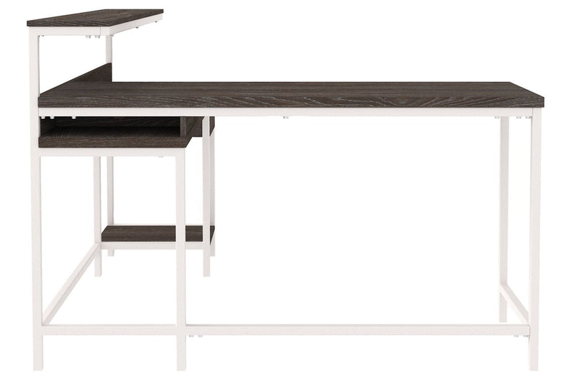 Dorrinson Two - tone Home Office L - Desk with Storage - Gate FurnitureOffice Desks