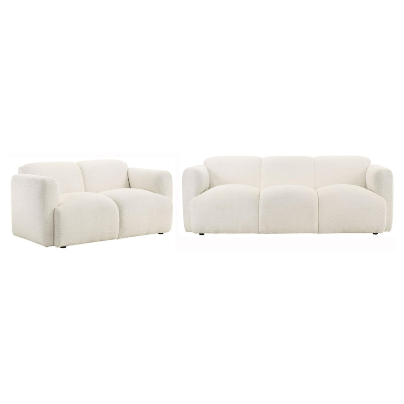 Dorset 2-piece Upholstered Round Track Arm Sofa Set White - 509811-S2