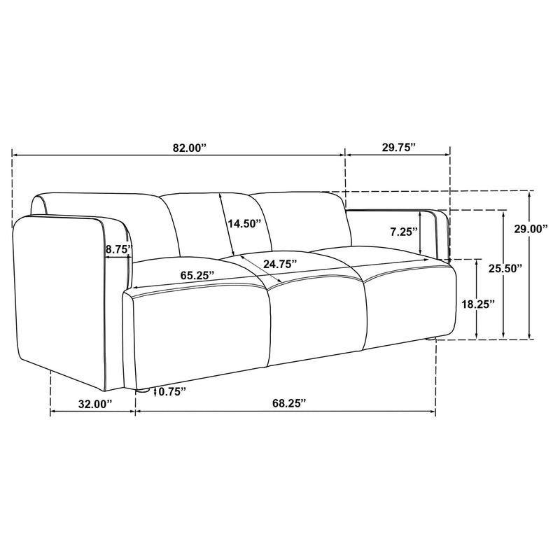 Dorset 3-piece Upholstered Round Track Arm Sofa Set White - 509811-S3