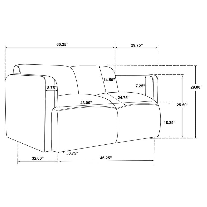 Dorset 3-piece Upholstered Round Track Arm Sofa Set White - 509811-S3