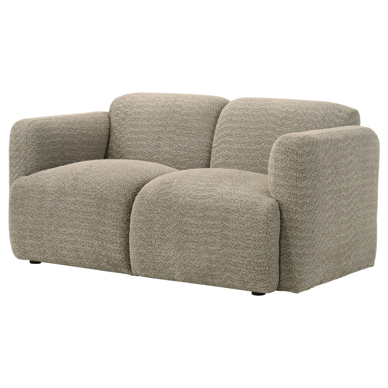 Dorset Fabric Upholstered Round Track Arm Loveseat Brown - 509815