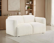 Dorset Fabric Upholstered Round Track Arm Loveseat White - 509812