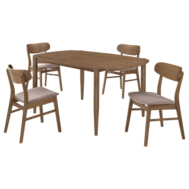Dortch 5-piece Oval Solid Wood Dining Set Walnut - 108461-S5