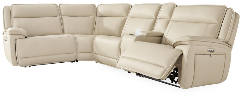 Double Deal Almond 5-Piece Reclining Sectional with Console - U13001S8