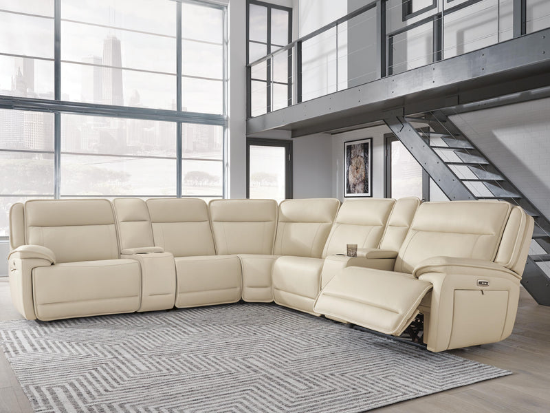 Double Deal Almond 7-Piece Reclining Sectional with 2 Consoles - U13001S9