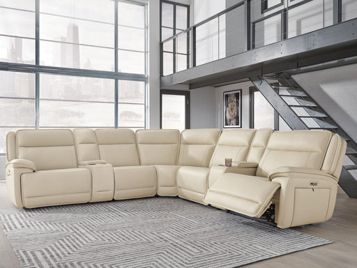 Double Deal Almond 7-Piece Reclining Sectional with 2 Consoles - U13001S9