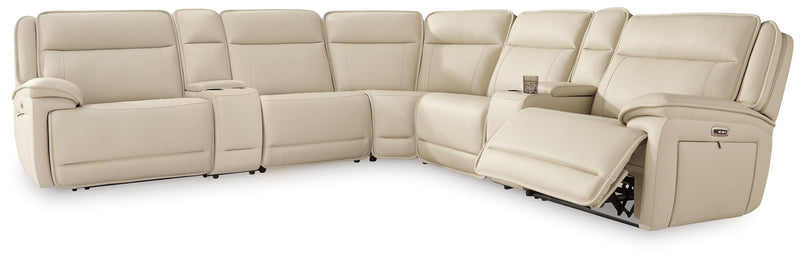 Double Deal Almond 7-Piece Reclining Sectional with 2 Consoles - U13001S9