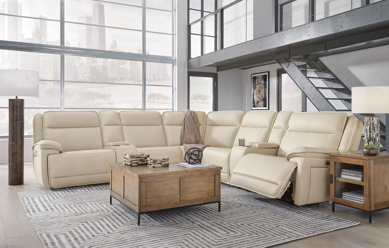 Double Deal Almond 7-Piece Reclining Sectional with 2 Consoles - U13001S9