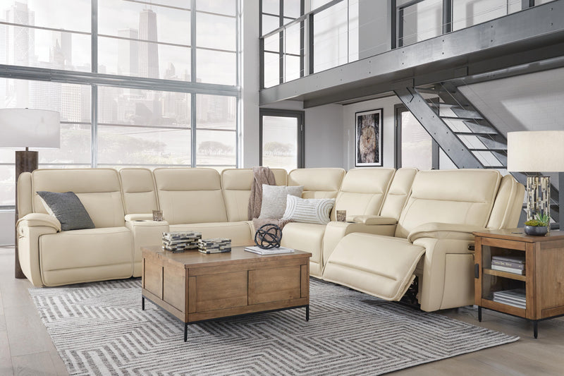 Double Deal Almond 7-Piece Reclining Sectional with 2 Consoles - U13001S9